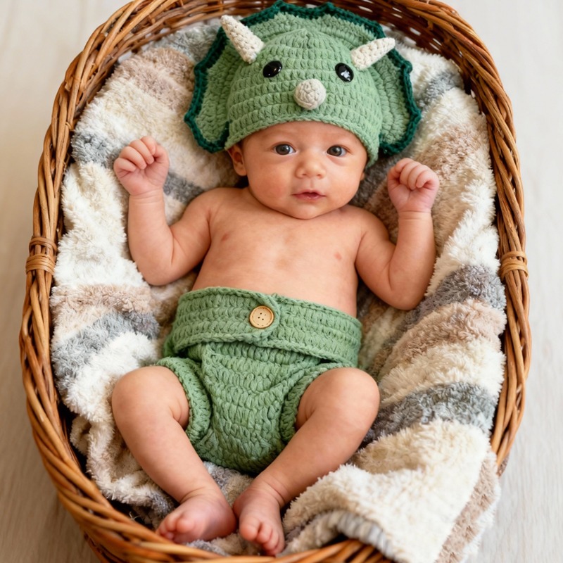 Photography Outfit - 2pcs Crochet Dinosaur Newborn Photography Props