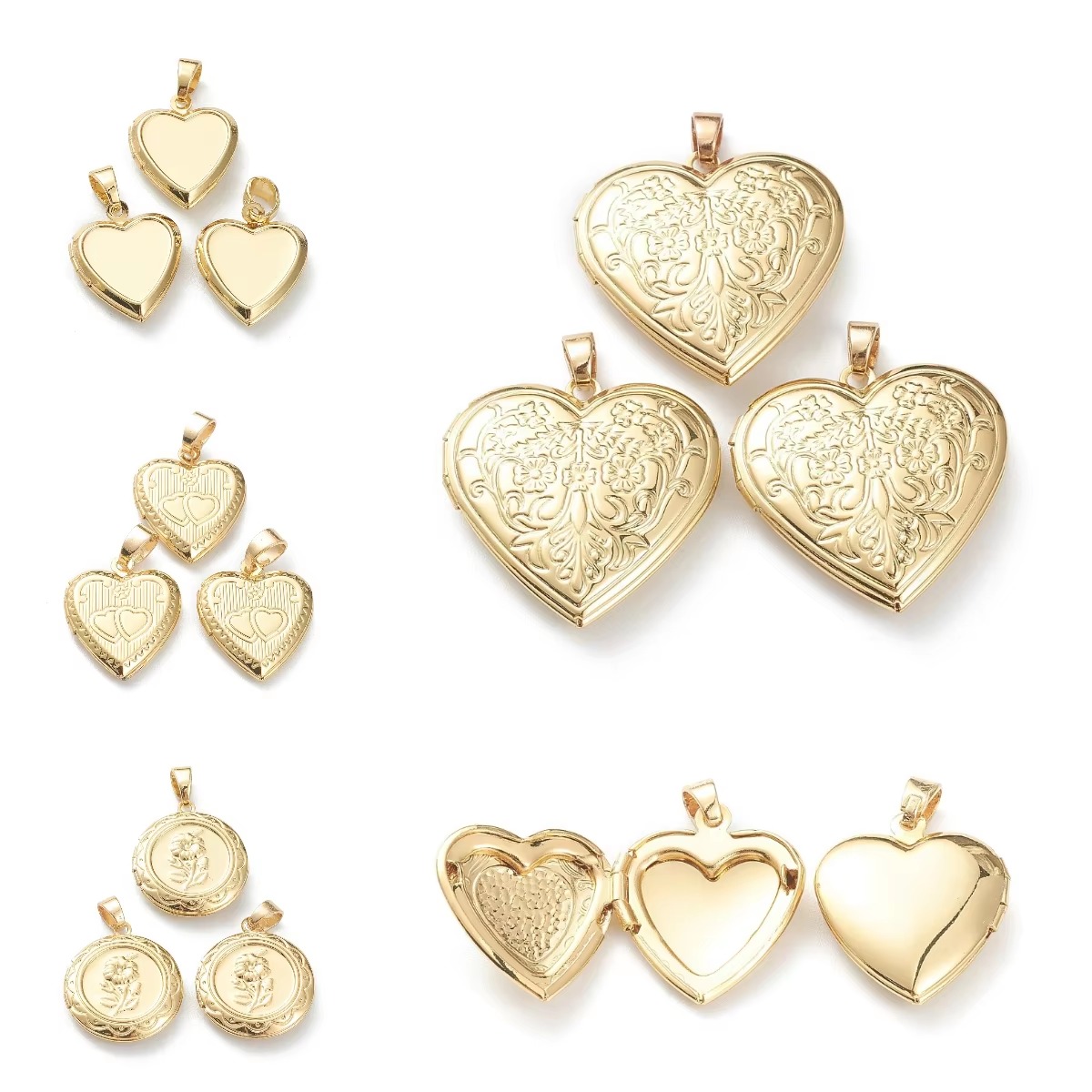 Photography Exhibition - 10pcs Heart Photo Locket Pendants Openable