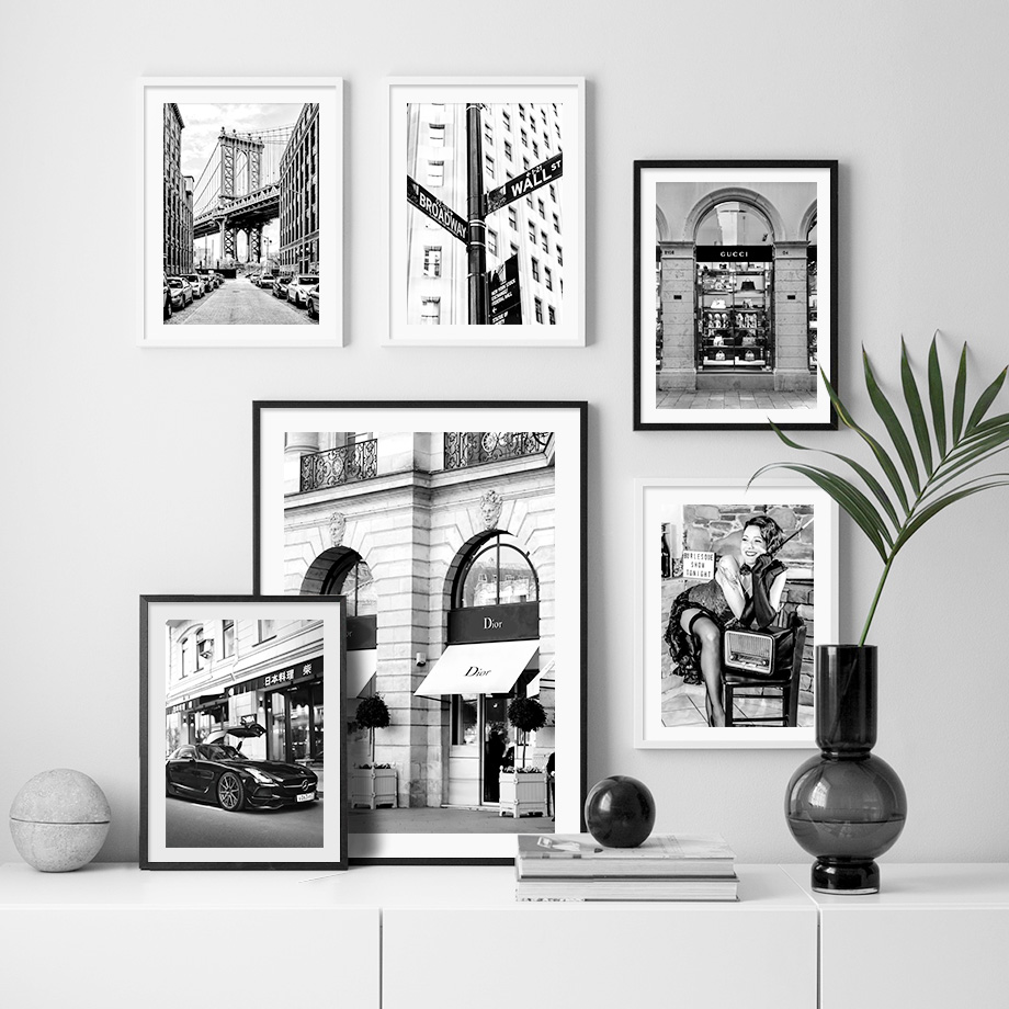 Photography Black And White - Paris Fashion Girl Luxury Store Black