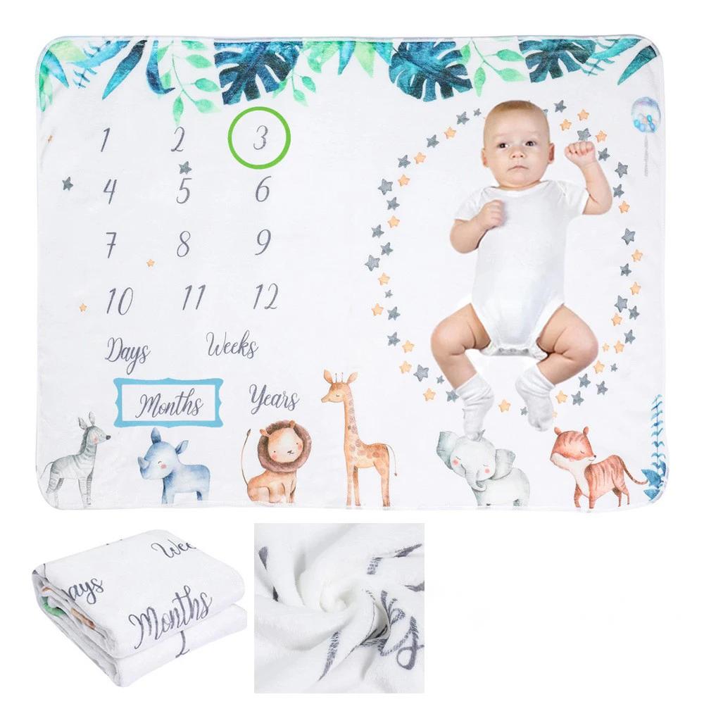 Photography Newborn - VIKAMA Baby Monthly Growth Milestone Blanket