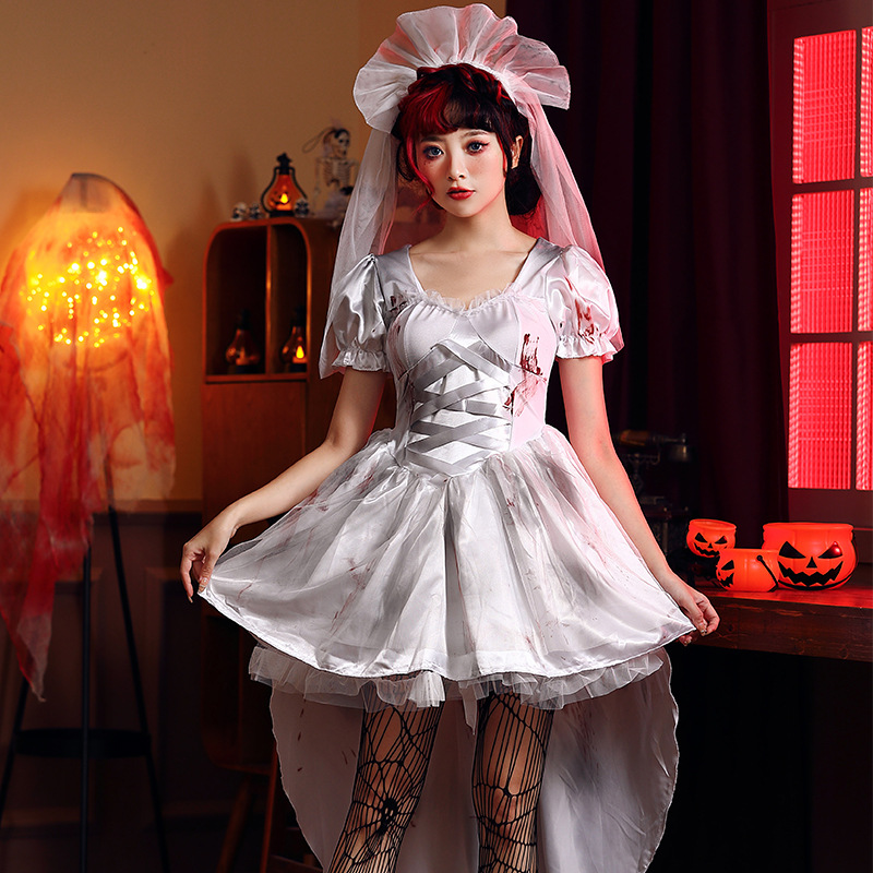 Photography Outfit - White Wedding Dress Costume Women's Ghost