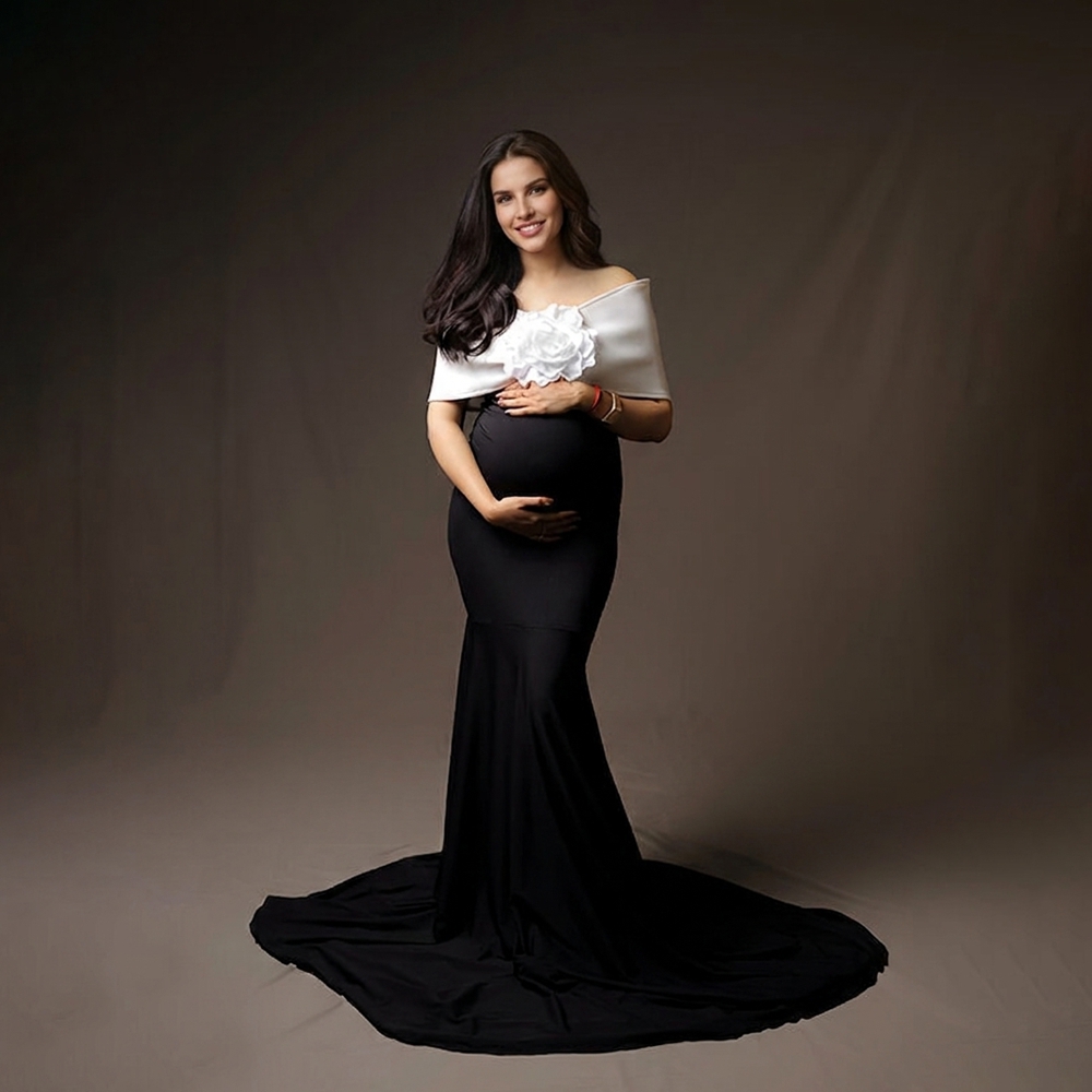 Photography Black And White - Maternity Photography Dresses White 3D Floral