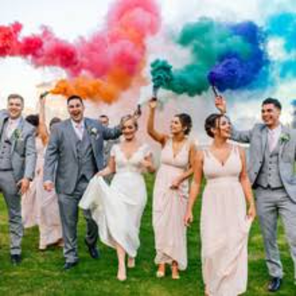 Photography Of The Day - Colorful Handheld Smokes Wedding Stage Studio