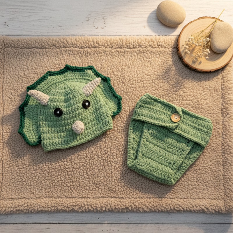 2pcs Crochet Dinosaur Newborn  - Photography Outfit ulasan dan harga