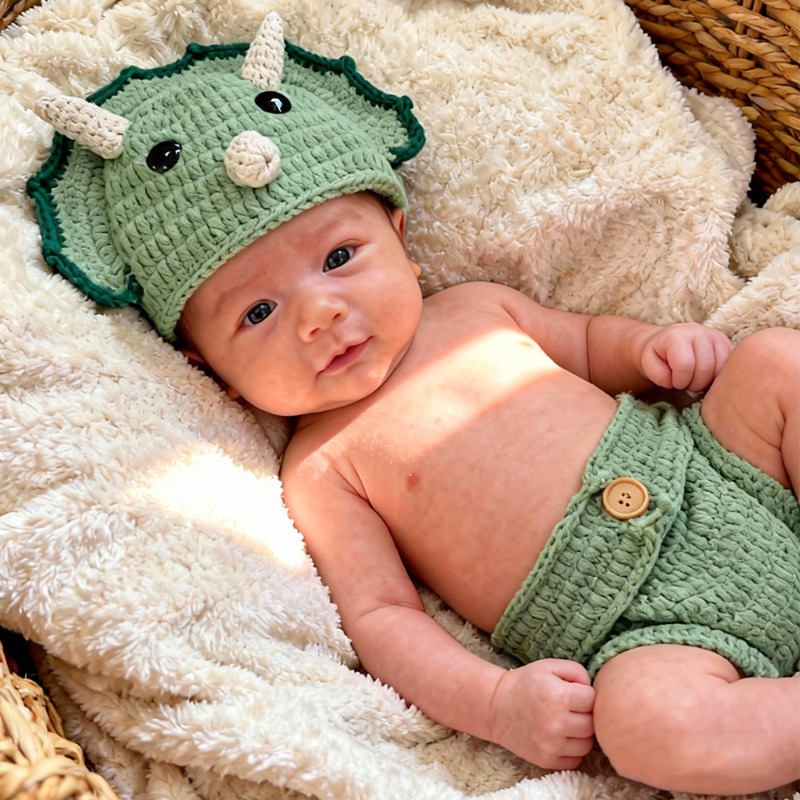 2pcs Crochet Dinosaur Newborn  - Photography Outfit ulasan dan harga
