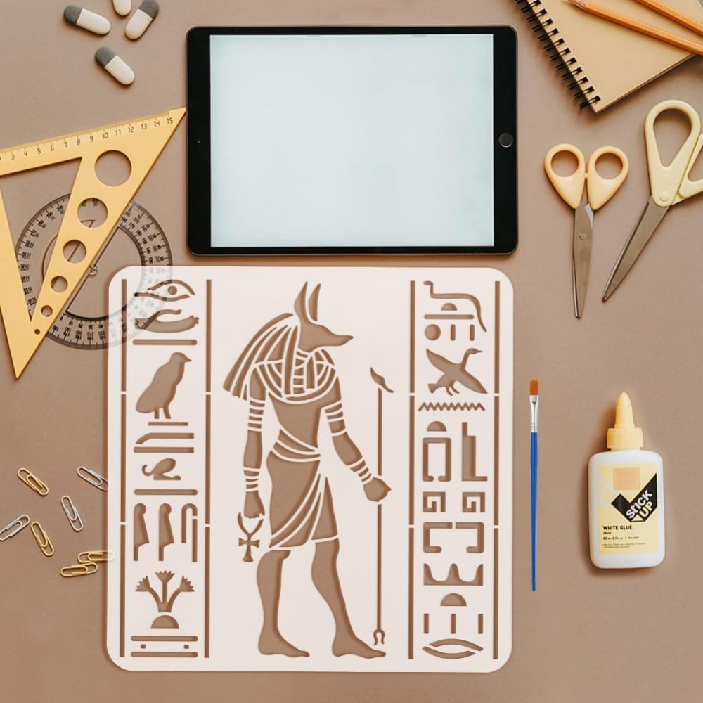 4 PCS Egyptian Symbols Stencil - Photography Model ulasan dan harga