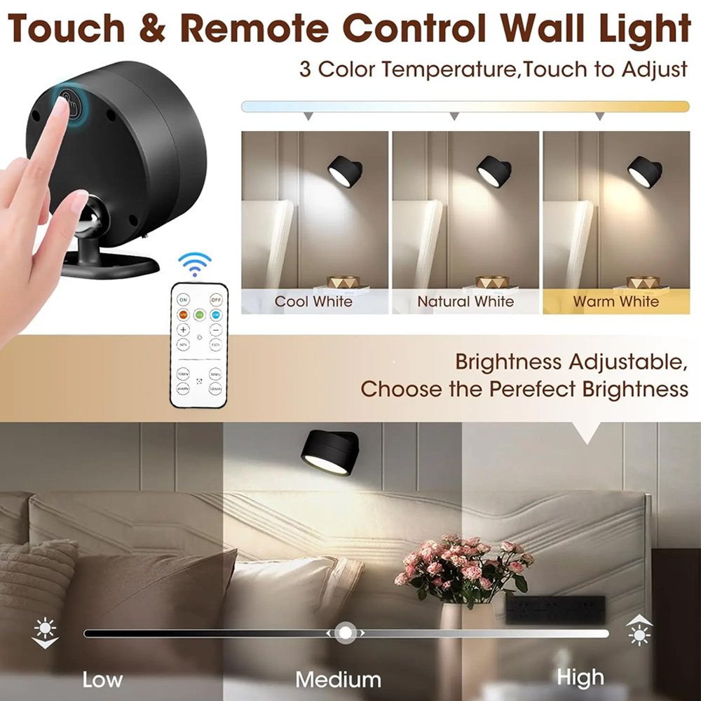Magnetic LED Wall Light Night  - Photography Black And White ulasan dan harga